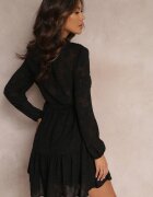 bisou's project Rochie Neagră Legată cu șnur cu volan Moorea