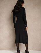bisou's project Rochie Neagră Rebrată din Tricot cu Vâscoză Decorată cu Aplicații Tusmeira