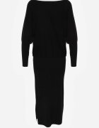 bisou's project Rochie Neagră tip liliac din tricot cu viscoză cu decolteu barcă Yuzoma