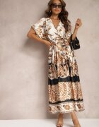 bisou's project Rochie Petrecută Maxi Negru-Crem cu elastic în talie și croială evazată Jeanina