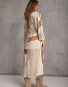 bisou's project Rochie petrecută tip kimono bej legată în talie decorată cu imprimeu geometric Erostta
