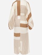 bisou's project Rochie petrecută tip kimono bej legată în talie decorată cu imprimeu geometric Erostta