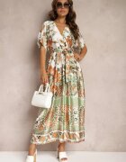 bisou's project Rochie Petrecută Verde Maxi cu elastic în talie și cu fusta evazată Jeanina