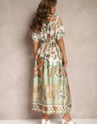 bisou's project Rochie Petrecută Verde Maxi cu elastic în talie și cu fusta evazată Jeanina