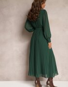 bisou's project Rochie Plisată Maxi Verde închis cu Dantelă și Curea Venila