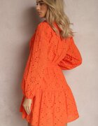 bisou's project Rochie Portocalie Din Bumbac Cu Croi Evazat Cu Broderie Decorativă Bealiosa