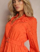 bisou's project Rochie Portocalie Din Bumbac Cu Croi Evazat Cu Broderie Decorativă Bealiosa