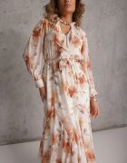 bisou's project Rochie Portocalie Eterică Decorată cu Volane și Cordon Rhelaith