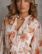 bisou's project Rochie Portocalie Eterică Decorată cu Volane și Cordon Rhelaith