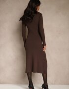 bisou's project Rochie Reiată Maro din Tricot cu Viscoză Decorată cu Aplicații Tusmeira