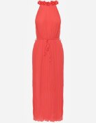 bisou's project Rochie Roșie cu Decolteu tip Halter cu Centură din Material în Talie și Aplicații 3D Dimnnia