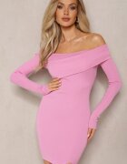 bisou's project Rochie Roz cu croi mulat din Viscoză cu decolteu asimetric Carmen Emarietta