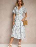 bisou's project Rochie Stil Cămașă Albastru Deschis Decorată Cu Broderie și Curea Cu Cataramă Redisina