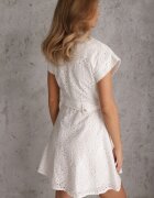 bisou's project Rochie tip cămașă Albă Brodată cu centură Phenanea