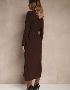 bisou's project Rochie Tricotată Rebrată Maro cu amestec de lână încheiată cu nasturi Nalemma