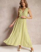 bisou's project Rochie Verde Cloche Maxi cu elastic în talie și nasturi decorativi din viscoză Vianna