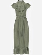 bisou's project Rochie Verde cu curea din material textil și viscoză finisată cu nasturi și volan Hanesi