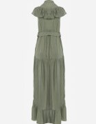 bisou's project Rochie Verde cu curea din material textil și viscoză finisată cu nasturi și volan Hanesi
