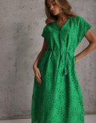 bisou's project Rochie Verde Din Bumbac cu broderie și curea din material în talie Dimla