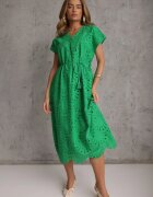 bisou's project Rochie Verde Din Bumbac cu broderie și curea din material în talie Dimla