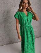 bisou's project Rochie Verde Din Bumbac cu broderie și curea din material în talie Dimla
