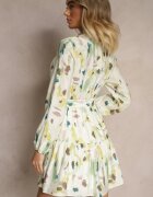 bisou's project Rochie Verde din Vâscoză cu Croială Cloș cu Cordon cu Imprimeu Abstract Stalitte