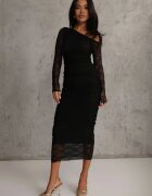 bisou's project Set Negru din Dantelă Fustă Creion și Longsleeve Off Shoulder Nerinaera