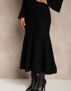 bisou's project Set Negru din Tricot cu Viscoză Fustă și Pulover cu Bască și cu Zirconii Nereza