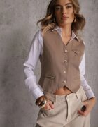 bisou's project Vestă Bej închis de costum cu imitație de buzunare Odinen