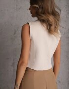 bisou's project Vestă bej stil costum cu imitație de buzunare Odinen