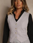 bisou's project Vestă Gri deschis cu nasturi fără mâneci Ellowen