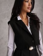 bisou's project Vestă Neagră De Costum Cu Nasturi Tiamas