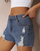 black&fish Pantaloni scurți din denim Albastre Mulate cu rupturi Doreya