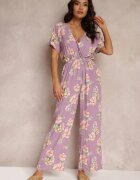 black&fish Salopetă tip plic roz cu imprimeu floral cu elastic în talie Jazila