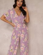 black&fish Salopetă tip plic roz cu imprimeu floral cu elastic în talie Jazila