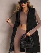 black&fish Vestă Neagră cu matlasare lată cu croială lungă Hanesia