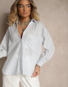bludeise Cămașă Albastră de bumbac cu dungi longitudinale Toliriana