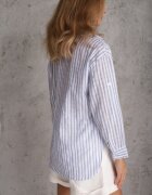 bludeise Cămașă oversize din bumbac cu dungi cu mâneci suflecate Mesevis Albastru deschis
