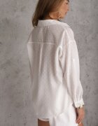bludeise Cămașă oversize din țesătură de bumbac Plumetti cu fir metalic Althele Albă