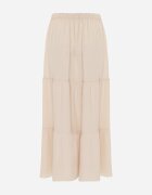bludeise Fustă Bejă Vâscoză High Waist cu elastic în talie și volan Christiara
