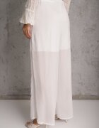bludeise Pantaloni Albi Din Vâscoză Largi High Waist Rissalene
