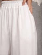 bludeise Pantaloni Albi Din Vâscoză Largi High Waist Rissalene