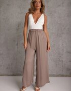 bludeise Pantaloni Bej închis Vâscoză Largi Talie înaltă Rissalene
