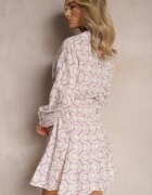 bludeise Rochie cămașă Fioletovo-Bej din Bumbac cu Model Geometric Vearil