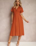 bludeise Rochie Cămașă Portocalie cu In și Vâscoză Jucilla