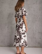 bludeise Rochie din bumbac cu imprimeu vegetal croială de cămașă și tip cravată Beithes Bordo