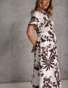 bludeise Rochie din bumbac cu imprimeu vegetal croială de cămașă și tip cravată Beithes Bordo