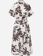 bludeise Rochie din bumbac cu imprimeu vegetal croială de cămașă și tip cravată Beithes Bordo