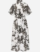 bludeise Rochie din bumbac cu imprimeu vegetal croială de cămașă și tip cravată Beithes Maro
