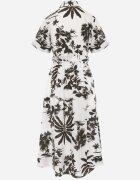bludeise Rochie din bumbac cu imprimeu vegetal croială de cămașă și tip cravată Beithes Maro